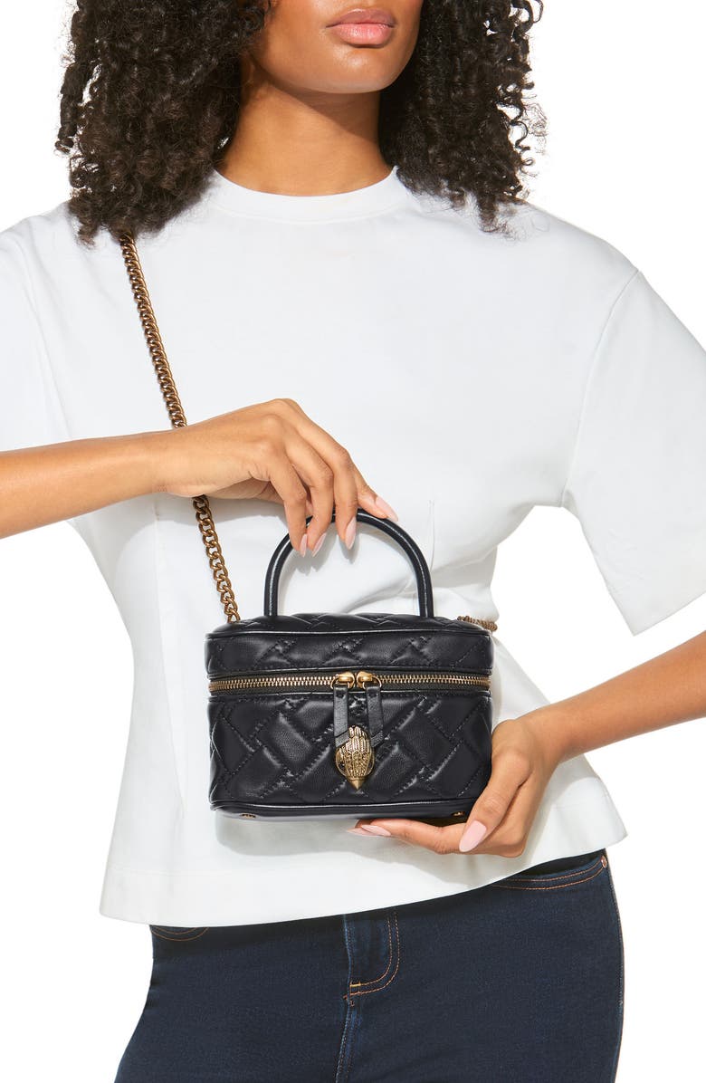 Kurt Geiger London Mini Kensington Quilted Leather Cosmetics Case, Alternate, color,