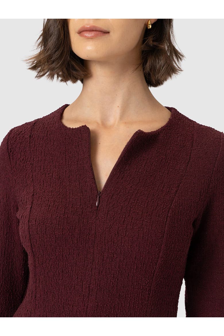 Orla Midi Dress, Alternate, color, Burgundy Boucle