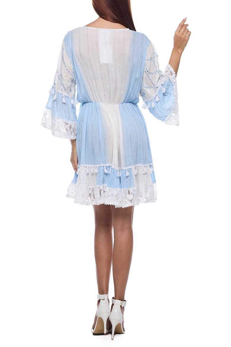 Lace Bell Sleeve Minidress, Alternate, color, BLUE