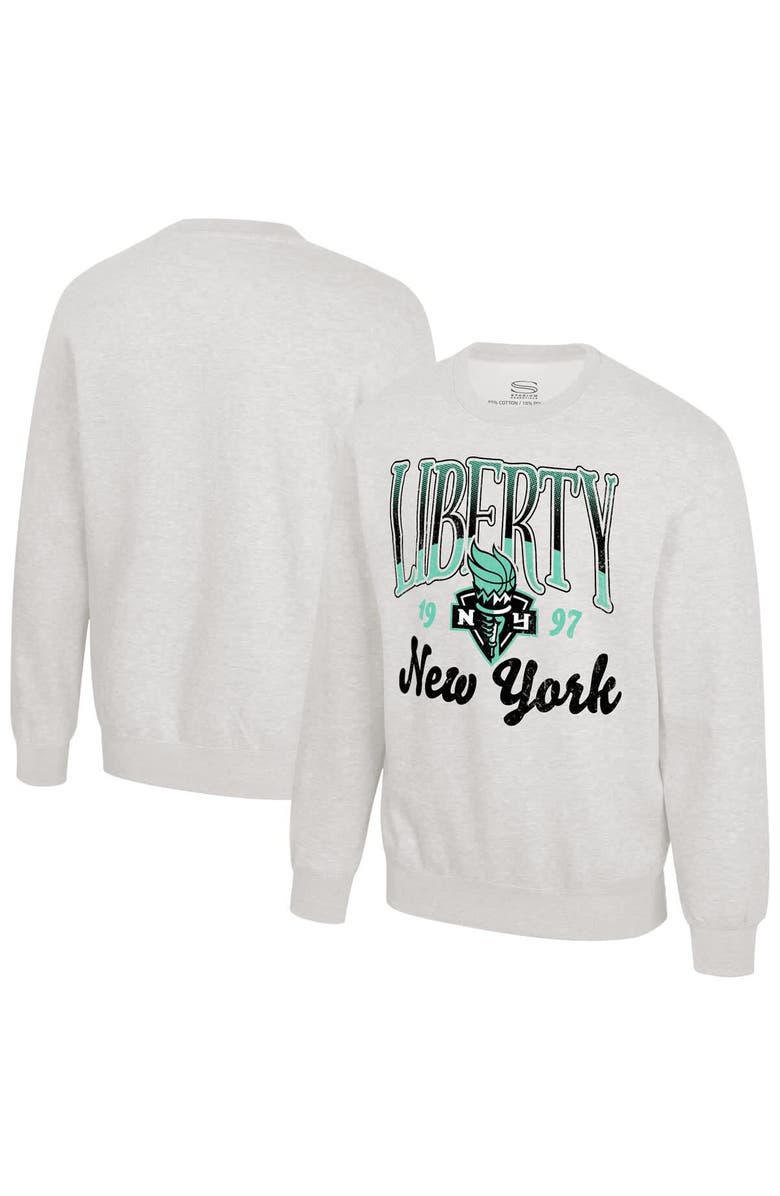 Stadium Essentials Unisex Stadium Essentials Oatmeal New York Liberty Sky High Fleece Crew Neck Sweatshirt, Main, color, Oatmeal