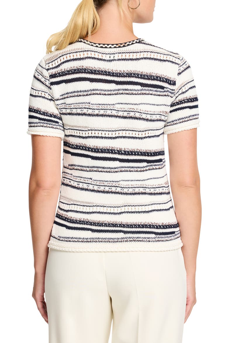 Shoreline Mix Stripe Short Sleeve Sweater, Alternate, color, NEUTRAL MULTI