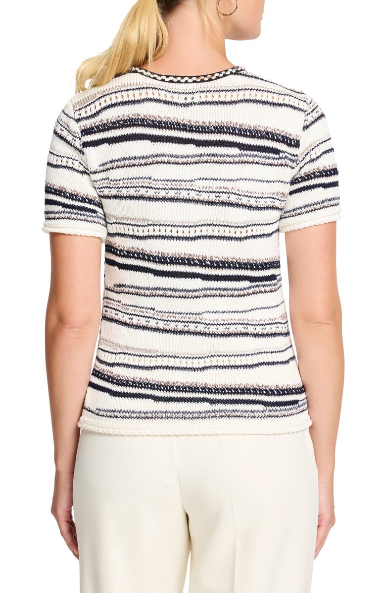 NIC+ZOE Shoreline Mix Stripe Short Sleeve Sweater, Alternate, color, Neutral Multi