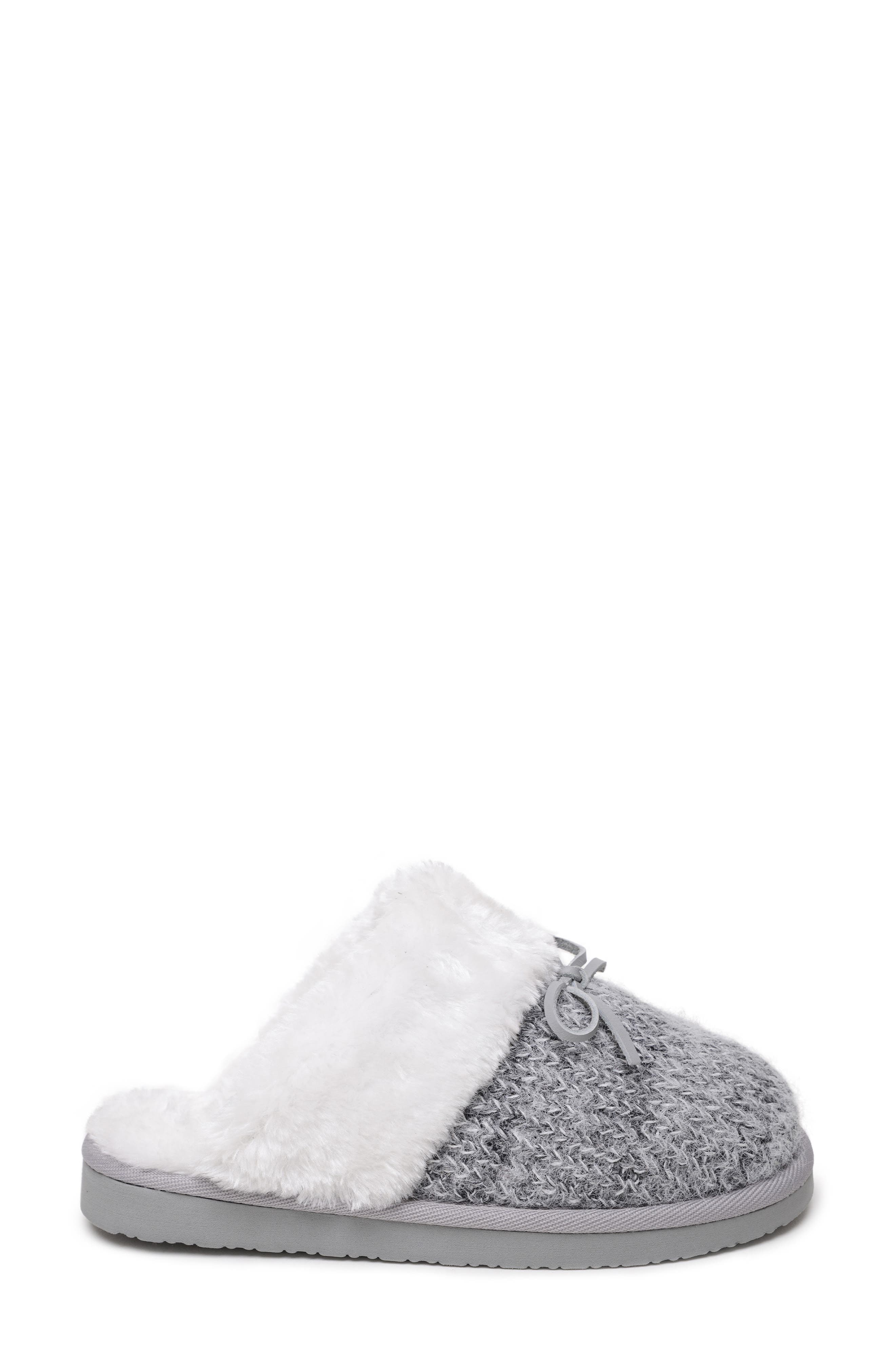 Flurry Scuff Faux Fur Slipper, Alternate, color, GREY/ WHITE