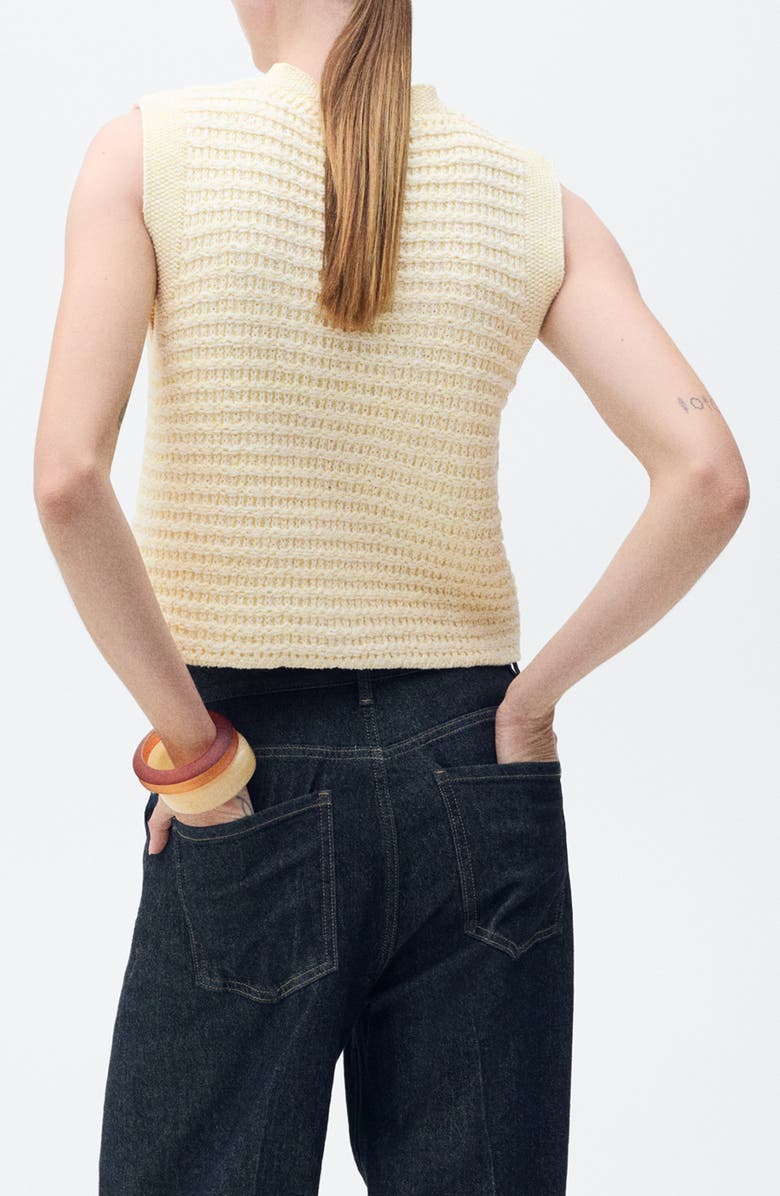 MANGO Button-Up Sweater Vest, Alternate, color, Pastel Yellow