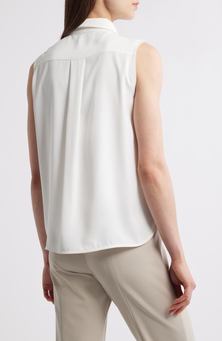 Ming Wang x Tanya Foster Ruffle Sleeveless Button-Up Shirt, Alternate, color, 