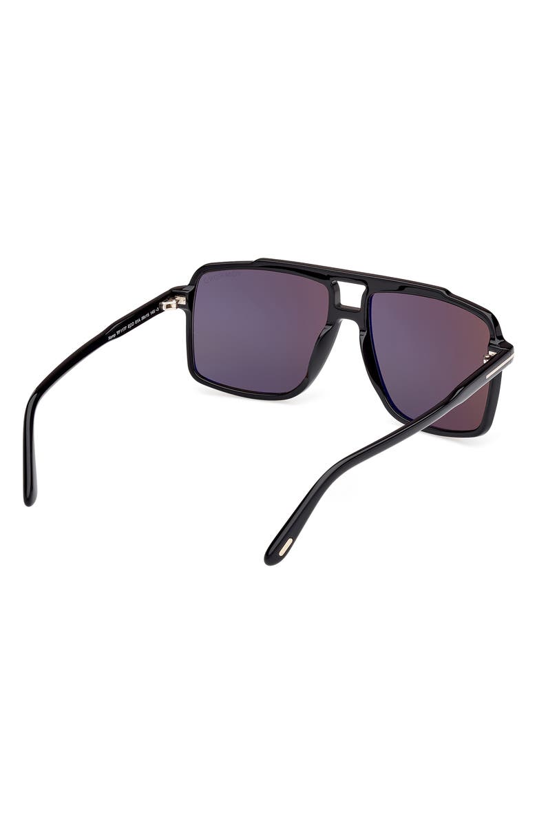 TOM FORD Kemp 59mm Navigator Sunglasses, Alternate, color, Shiny Black/ Eco/ Smoke Lenses