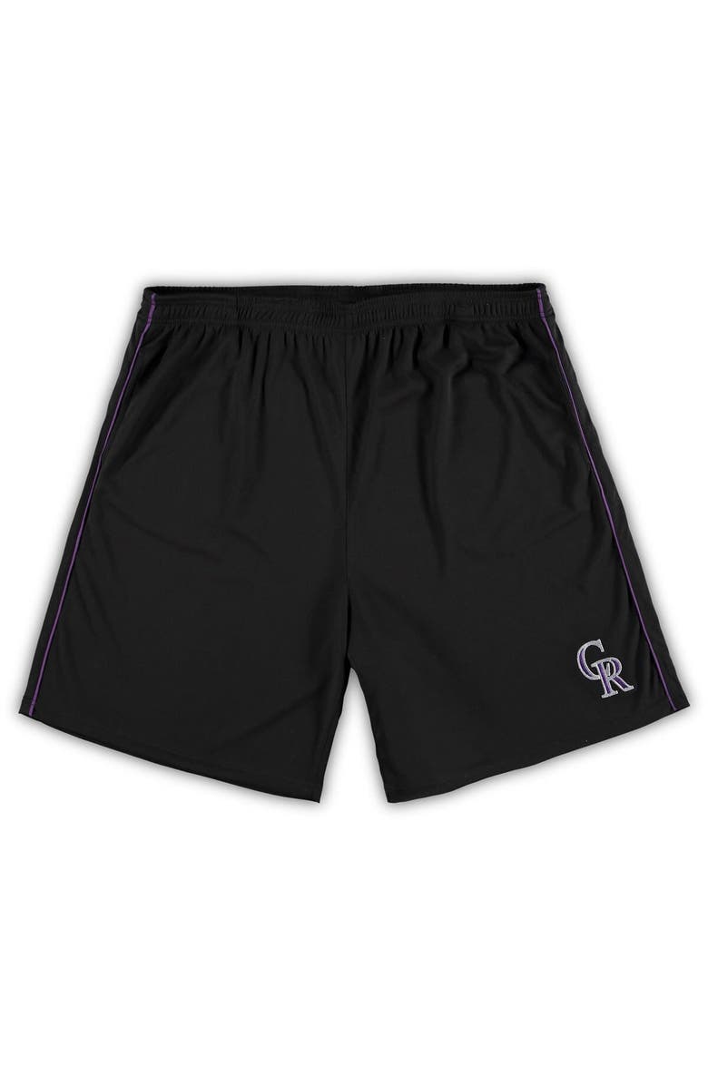 PROFILE Men's Black Colorado Rockies Big & Tall Mesh Shorts, Main, color, Black