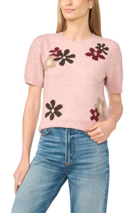 Groovy Flower Short Sleeve Sweater