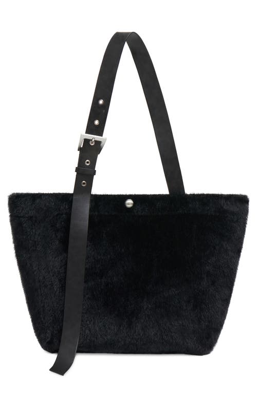 Apparis Esti Buckle Faux Hair Tote Bag In Noir
