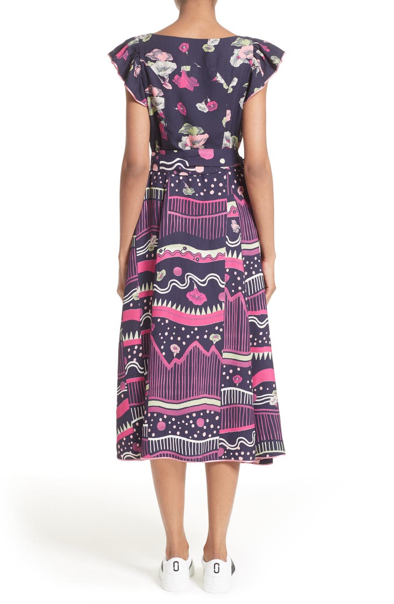 Marc Jacobs Glories Crepe Back Satin Midi Wrap Dress, Alternate, color, 