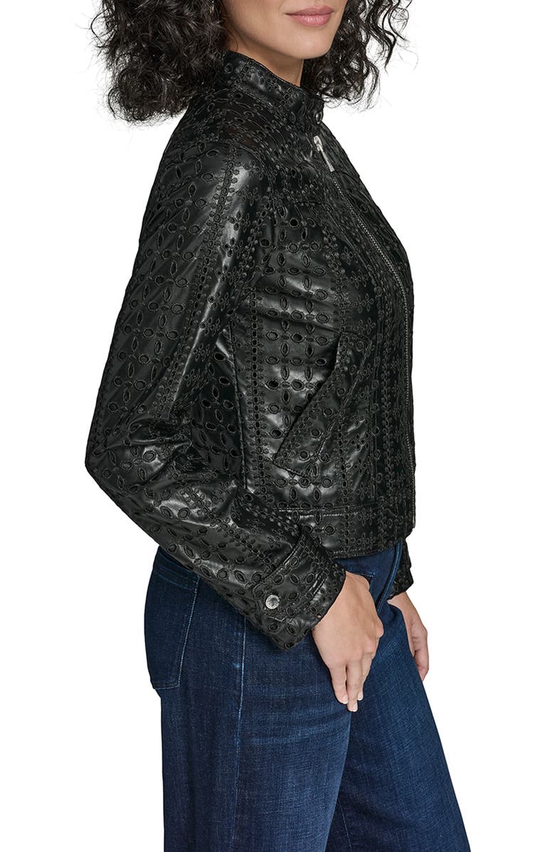 KARL LAGERFELD Eyelet Faux Leather Jacket, Alternate, color, 