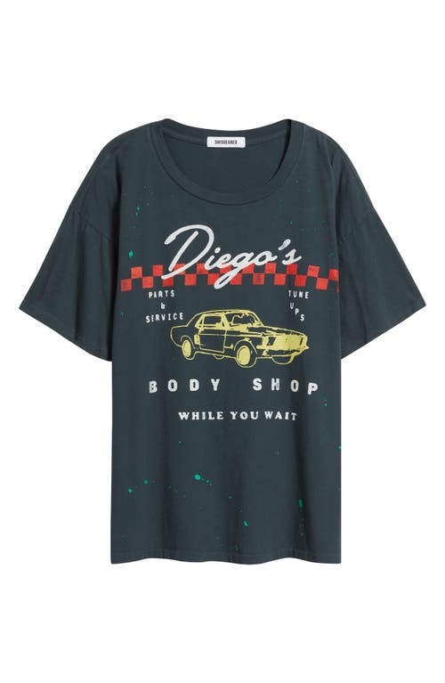 Daydreamer Diego's Body Shop Cotton Graphic T-shirt In Blue