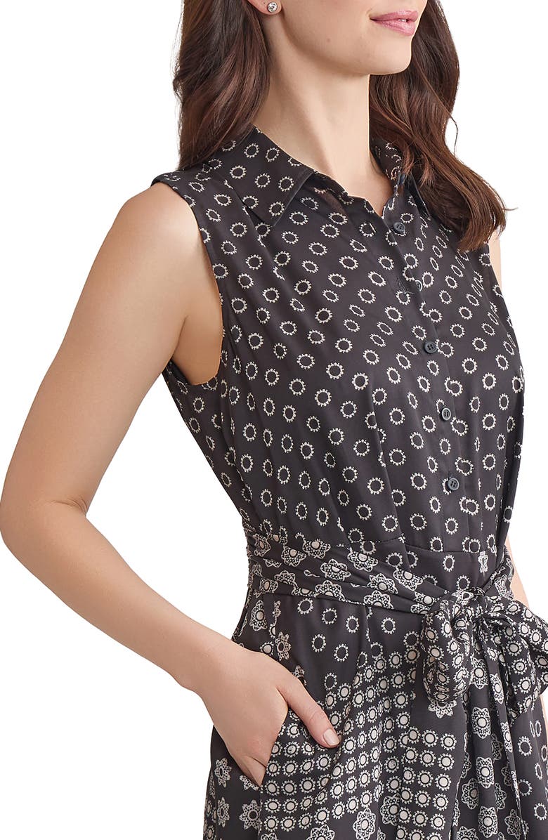 Jones New York Print Tie Waist Sleeveless Midi Dress, Alternate, color, 