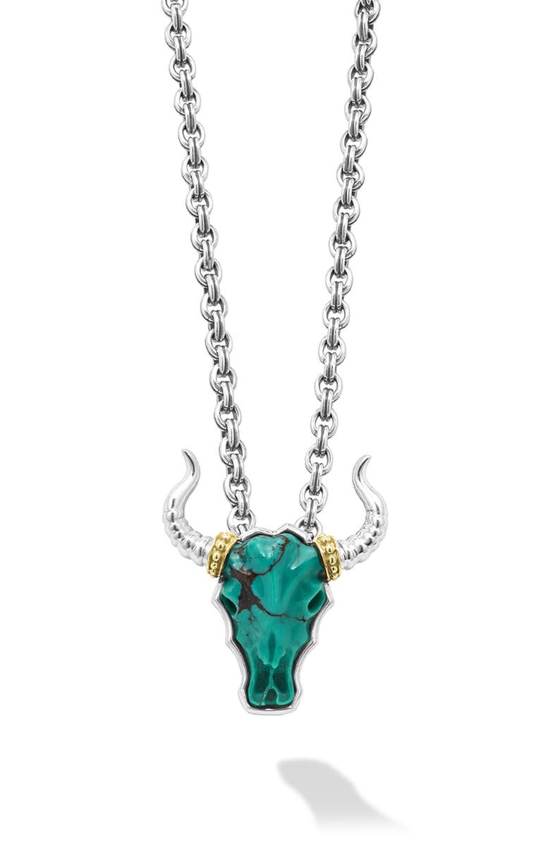 LAGOS Men's Anthem Bull Pendant Necklace, Main, color, Turquoise