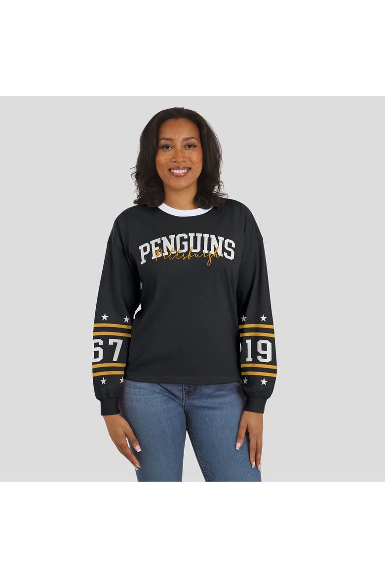 Women's WEAR by Erin Andrews Black Pittsburgh Penguins Long-Sleeve Sport T-Shirt, Alternate, color, Black