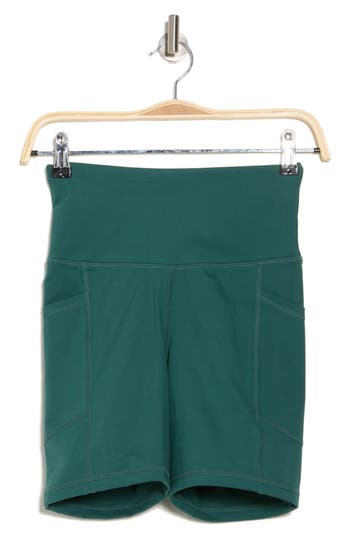 Dkny Balance High Waist Pocket Compression Shorts In Spruce