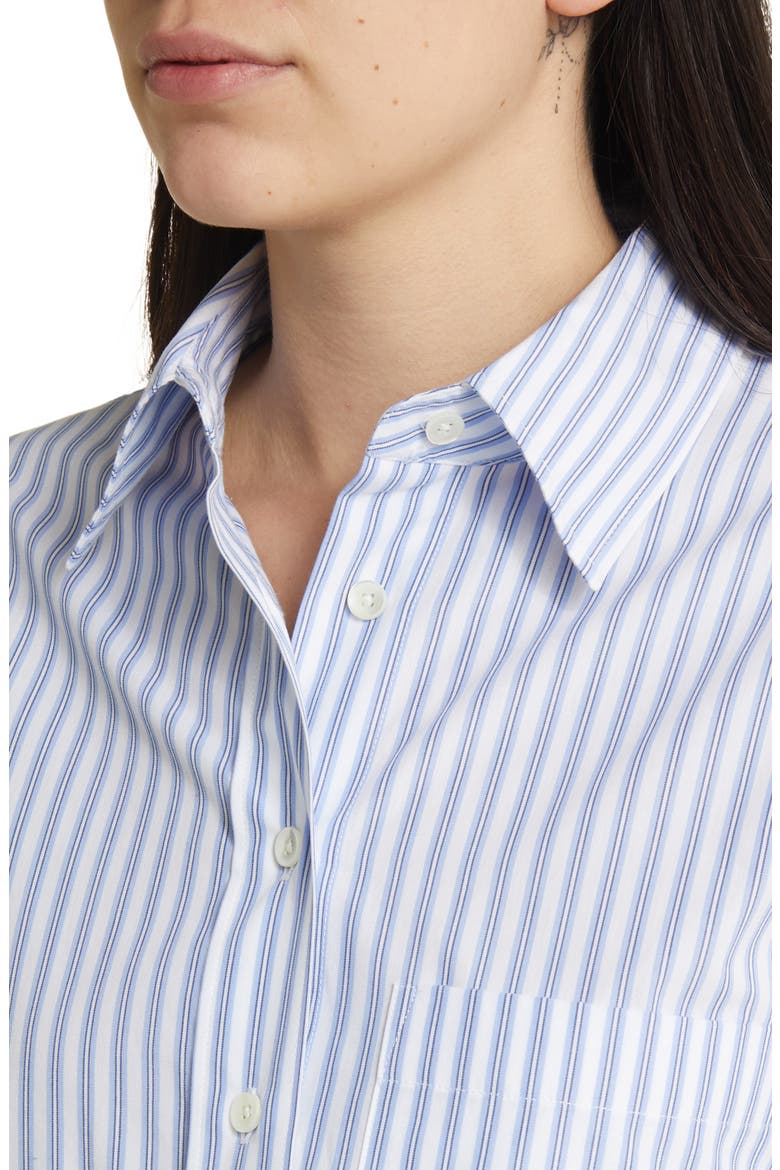 Classic Stripe Organic Cotton Crop Shirt, Alternate, color, BLUE HORIZON