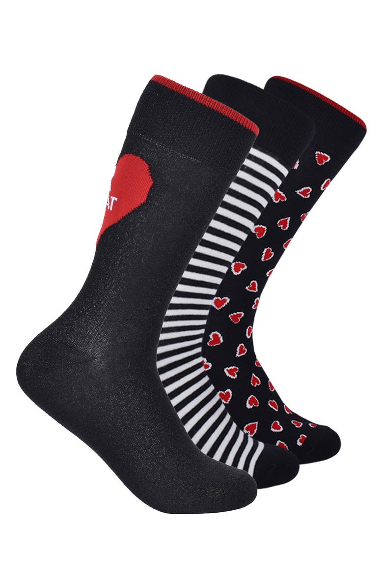 Kate Spade New York assorted 3-pack valentine crew socks, Main, color, 