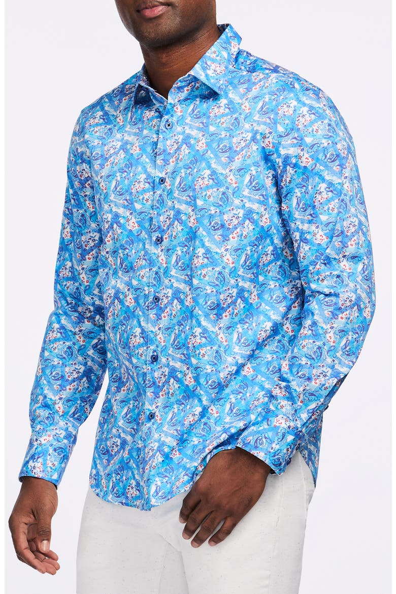 Marston Cotton Button-Up Shirt, Alternate, color, BLUE