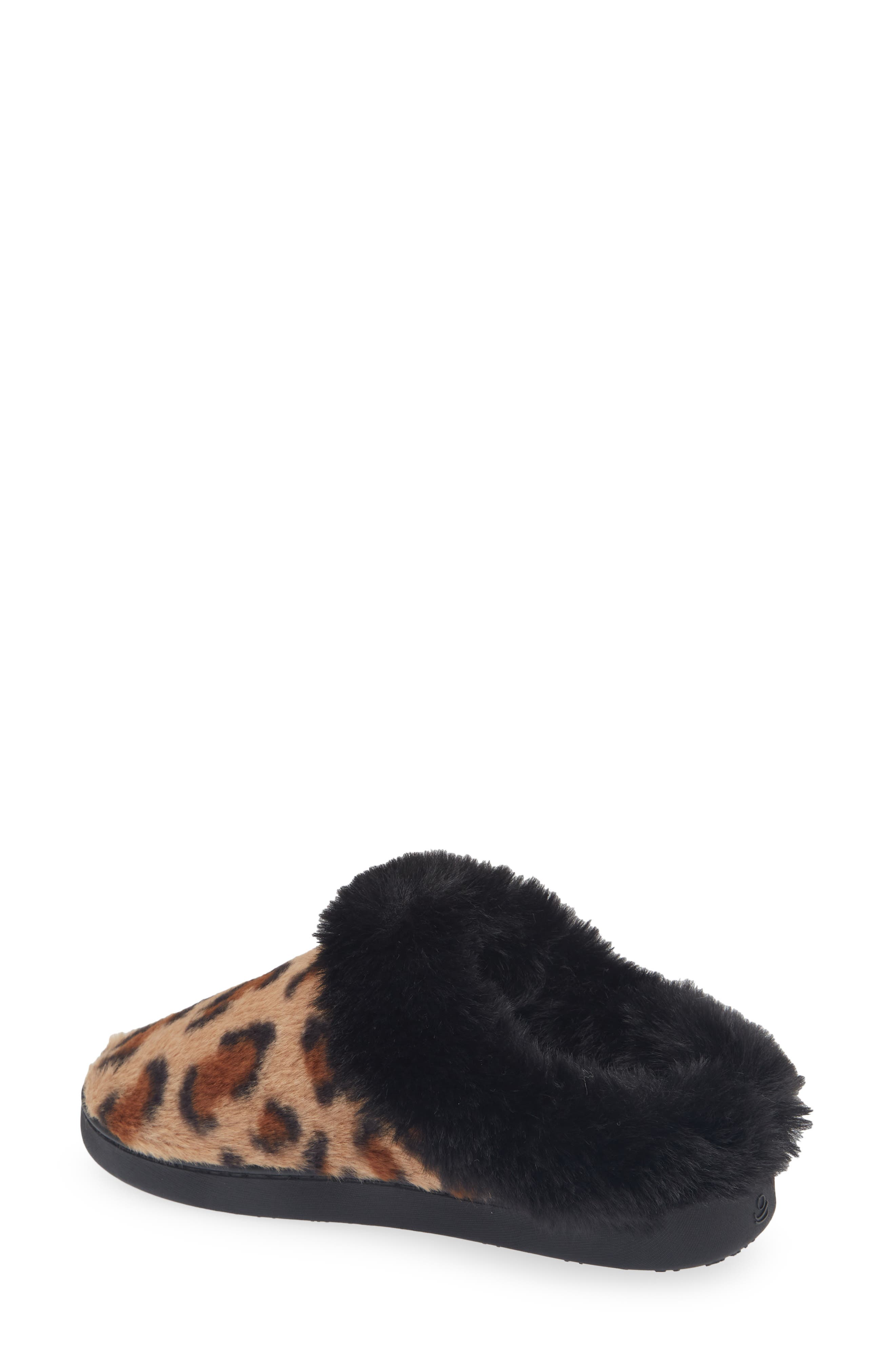 Faux Fur Collar Scuff Slipper, Alternate, color, NATURAL BLACK