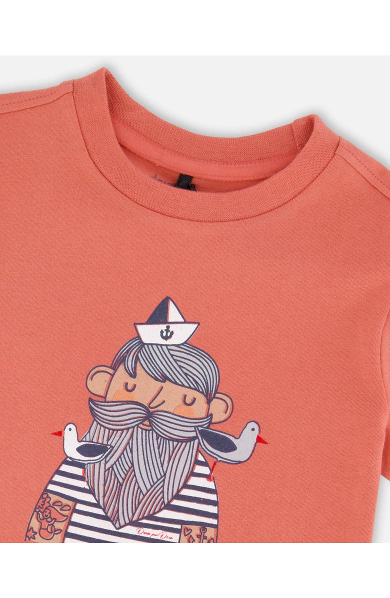 Deux par Deux Organic Cotton Sailor Graphic Short Sleeve T-Shirt, Alternate, color, Brick