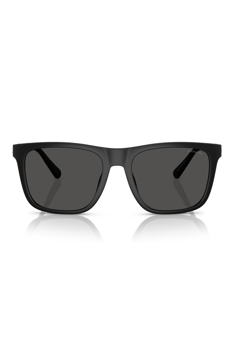 57mm Square Sunglasses, Main, color, MATTE BLACK / GREY SOLID