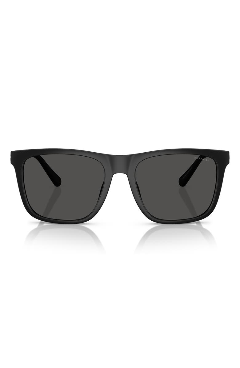 COACH 57mm Square Sunglasses, Main, color, Matte Black / Grey Solid