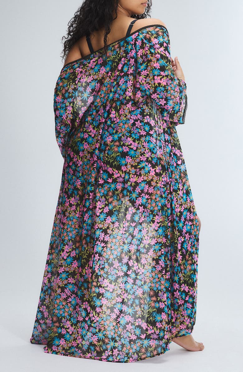 SAVAGE X FENTY On the Prowl Robe, Alternate, color, Black Caviar Flower Ditz Print