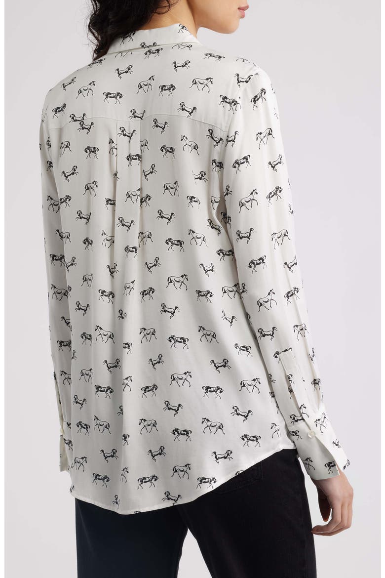 Saige Horse Print Button-Up Shirt, Alternate, color, IVORY WILD HORSES