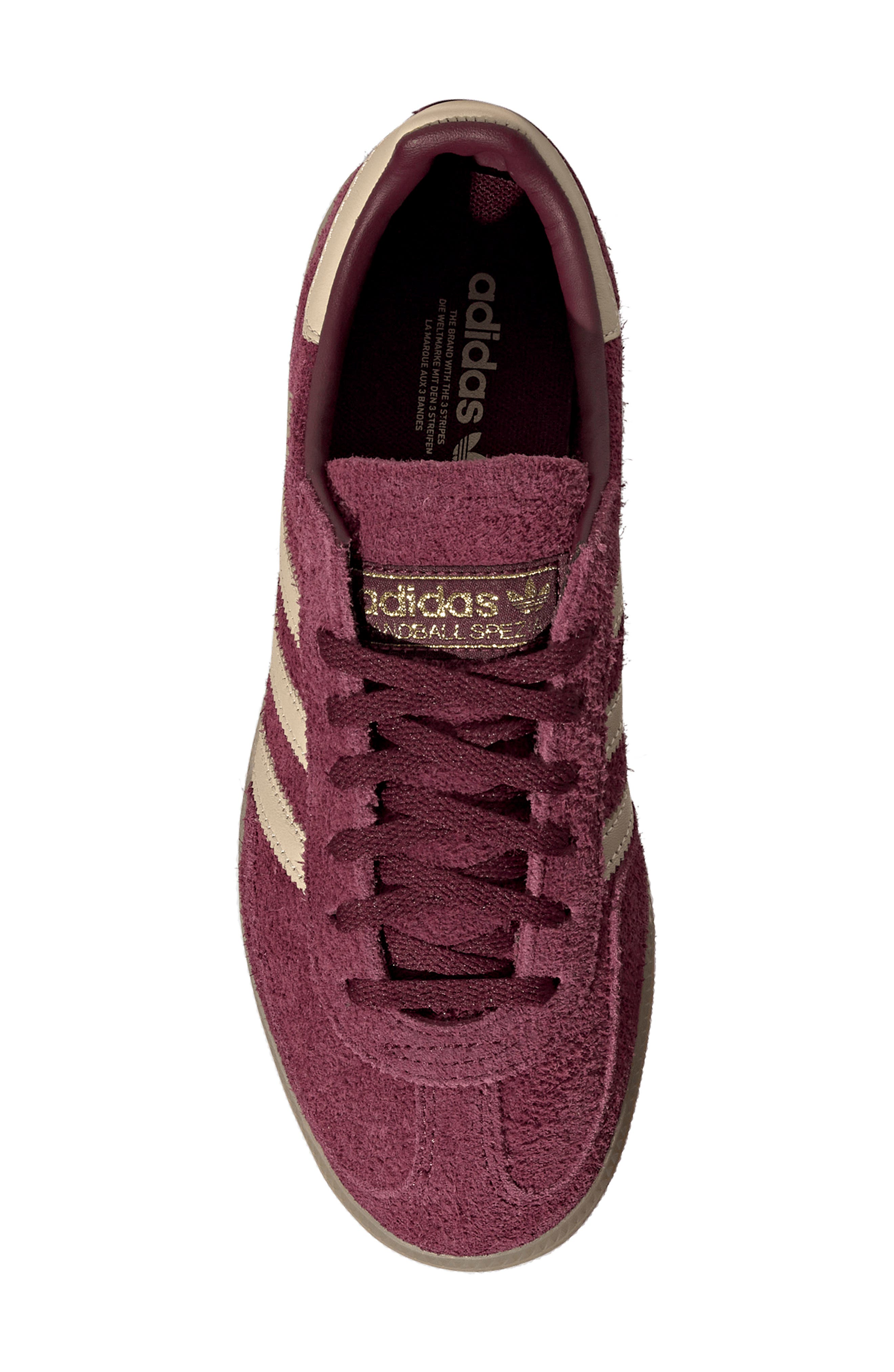 adidas Handball Spezial Sneaker, Alternate, color, Maroon/ Vanilla/ Gold