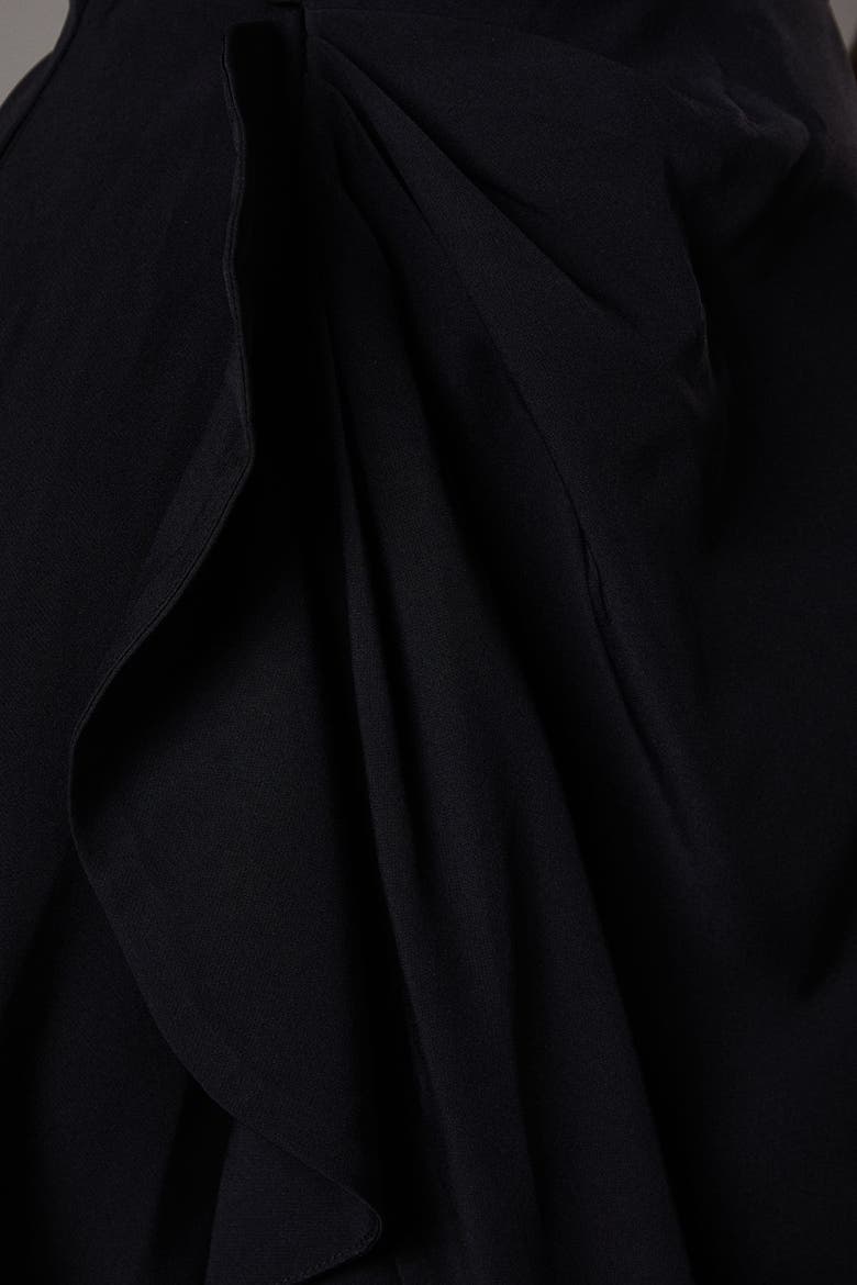 Crepe Low Back Ruffle Dress, Alternate, color, Black
