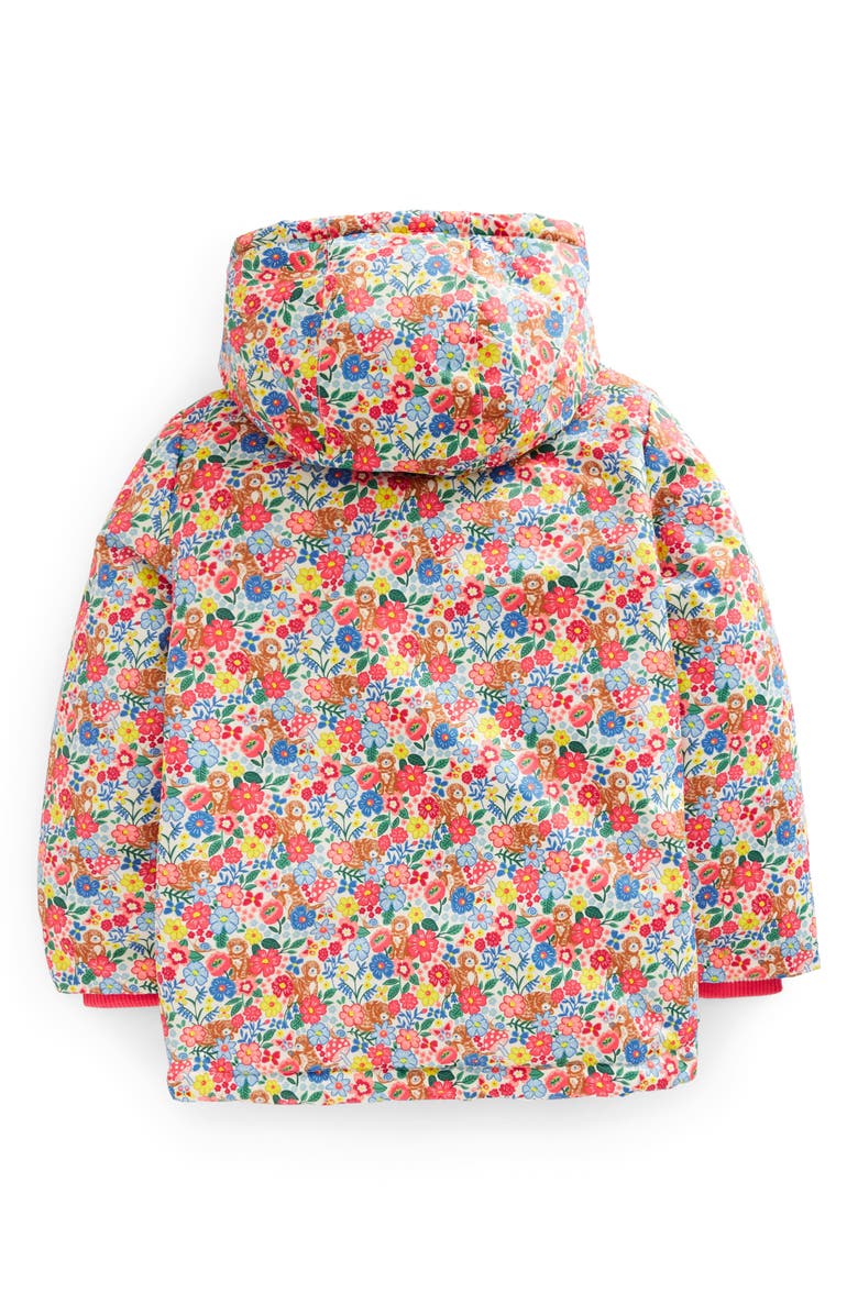 Mini Boden Kids' Floral High Pile Fleece Lined Hooded Jacket, Alternate, color, 