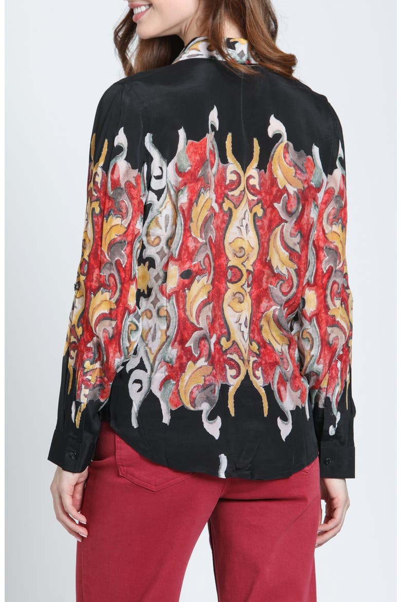 Print Roll-Up Sleeve Button-Up Shirt, Alternate, color, CRIMSON/GUILDED ONYX