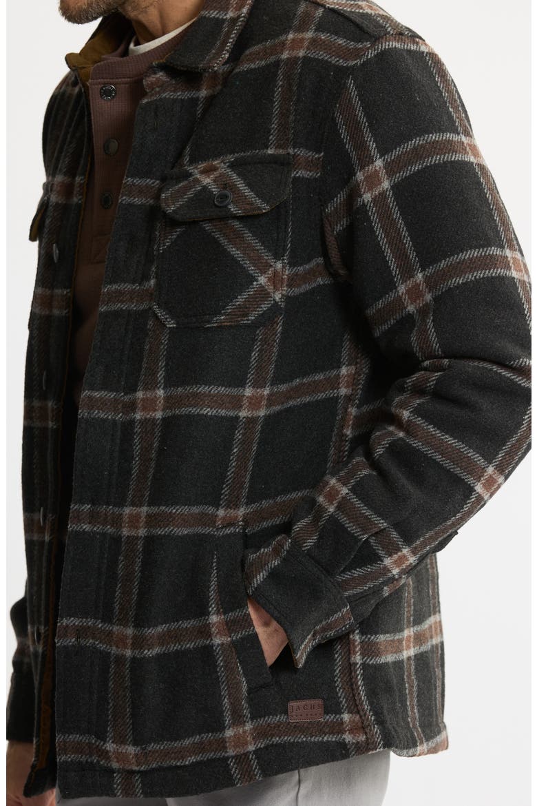 Plaid Shirt Jacket with Faux Fur Lining, Alternate, color, BLACK PLAID