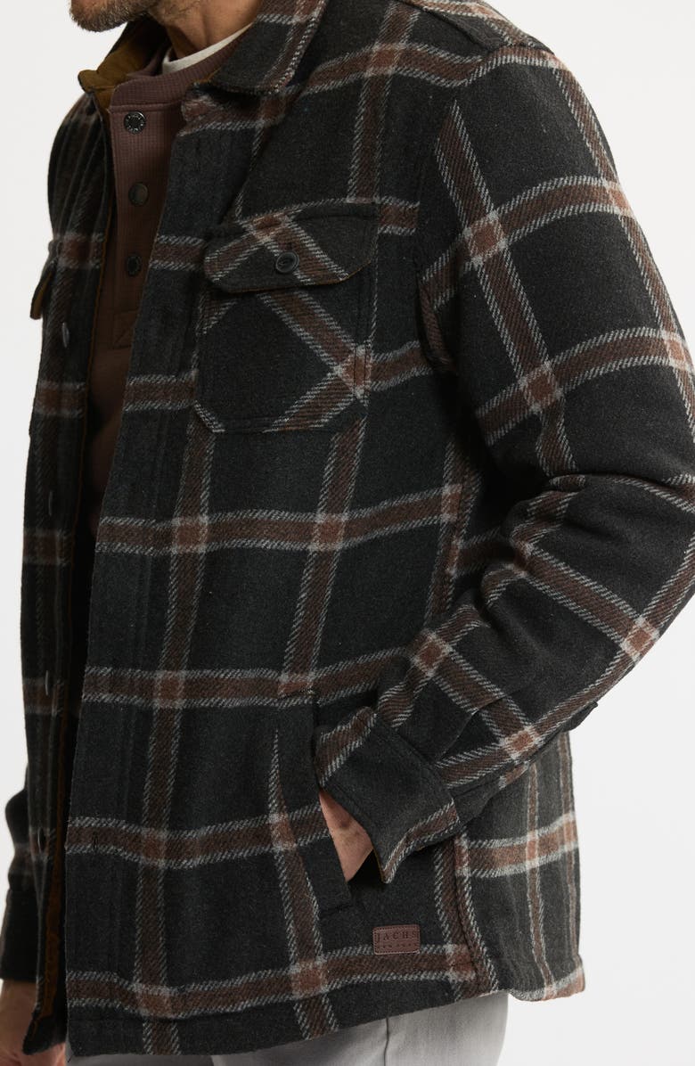 JACHS Plaid Shirt Jacket with Faux Fur Lining, Alternate, color, Black Plaid