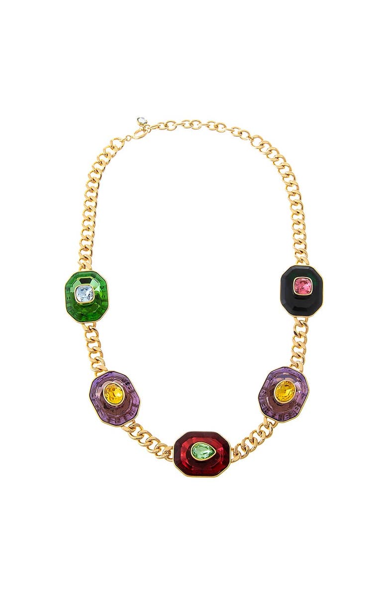 BY ADINA EDEN Fancy Colored Octagon Cuban Link Necklace, Alternate, color, Multi-Color