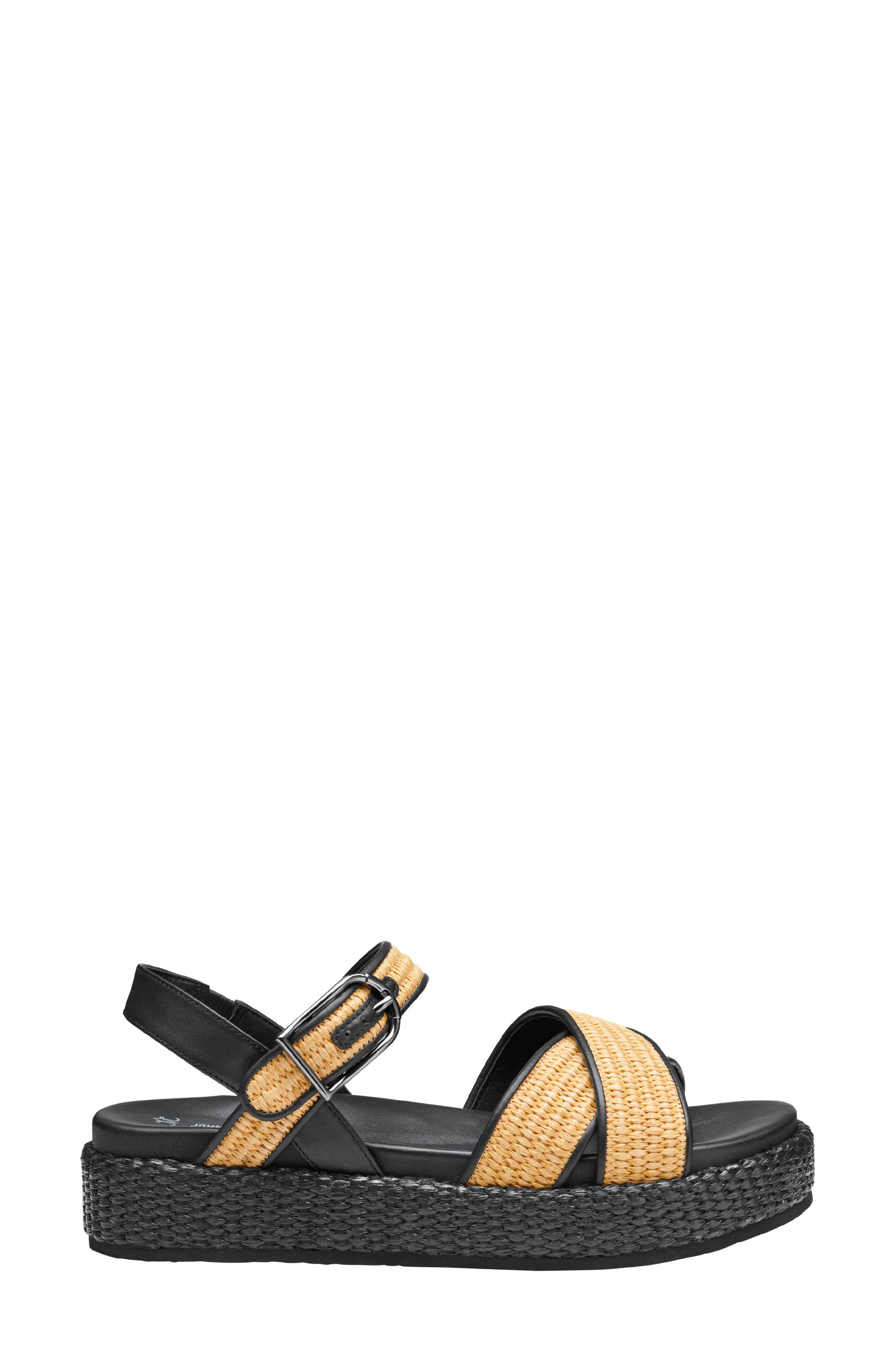 Johnston & Murphy Carli Ankle Strap Platform Sandal, Alternate, color, Black Nappa Leather