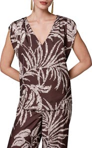 Donna Karan New York Print Cap Sleeve Top