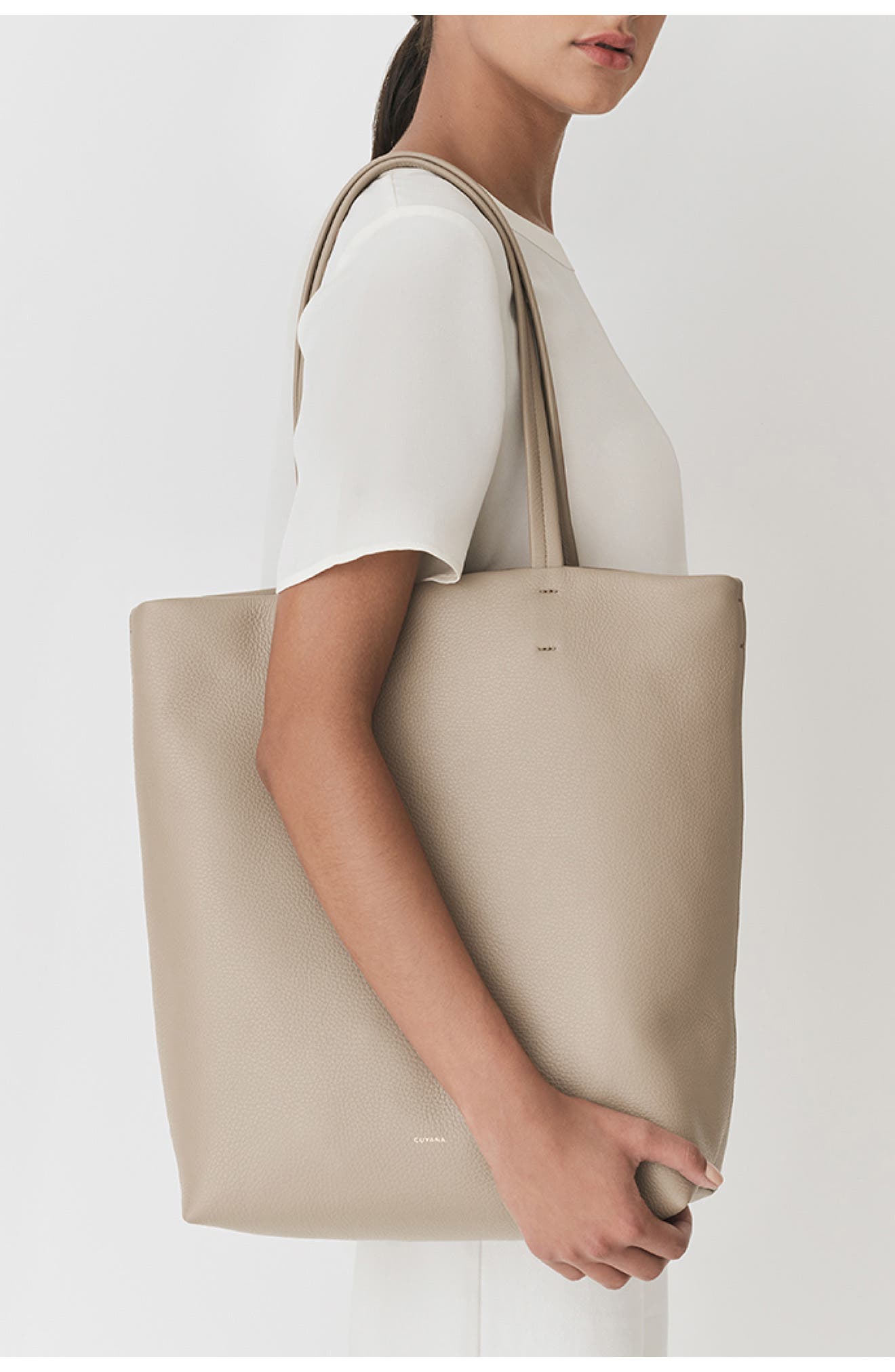 Cuyana Tall Easy Leather Tote, Alternate, color, 