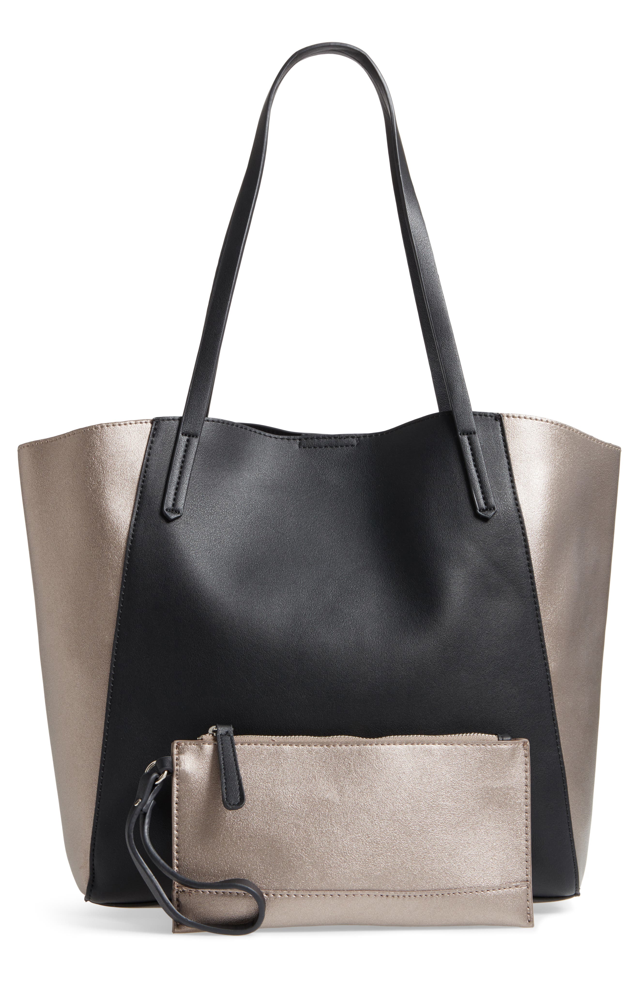 BP. Colorblock Faux Leather Tote, Alternate, color, 