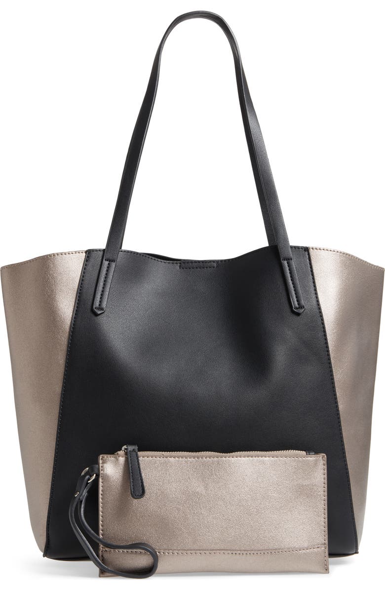 BP. Colorblock Faux Leather Tote, Alternate, color,