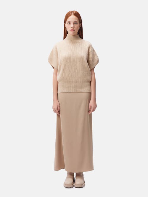 Gobi Mongolian Cashmere Organic Color Cashmere Short-sleeve Turtleneck In Beige