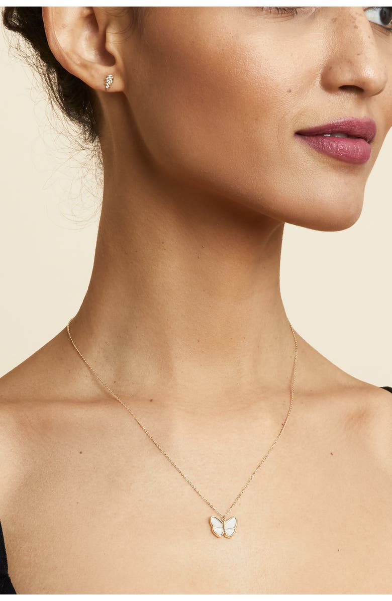 Oradina 14K Yellow Gold Flutter By Necklace, Alternate, color, Yellow Gold