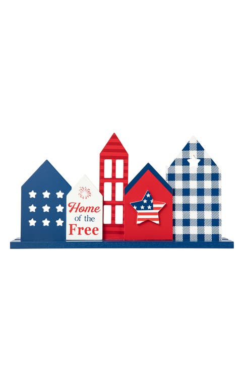 Wooden Patriotic Americana House Table Decor