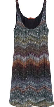 Missoni Zigzag Metallic Sequin Caperdoni Knit Minidress