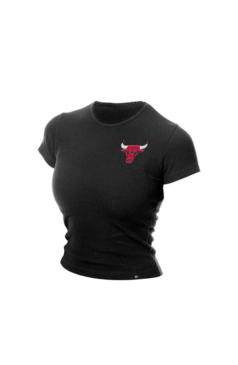 New Era Women's New Era  Black Chicago Bulls Leisure Collection Baby Doll Cropped T-Shirt, Alternate, color, Black
