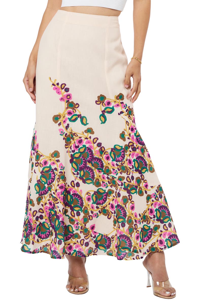 CIEBON Riley Floral Maxi Skirt, Main, color, Cream Multi