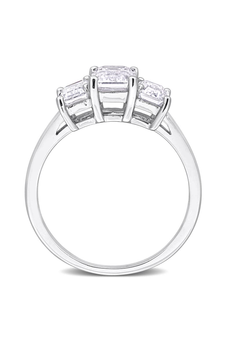 Emerald-cut Moissanite 3-Stone Ring, Alternate, color, Sterling Silver