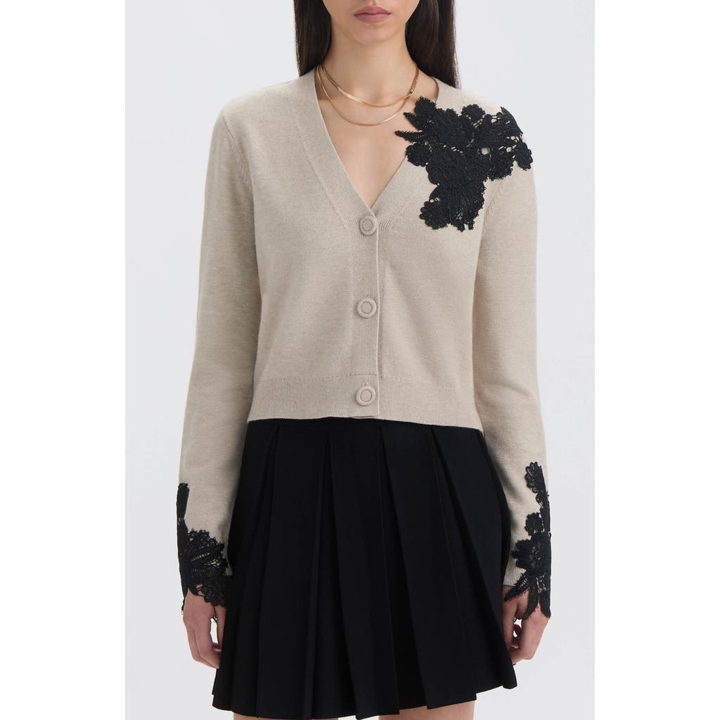 Nvlt Women's Button Front Cardigan With Lace In Gray