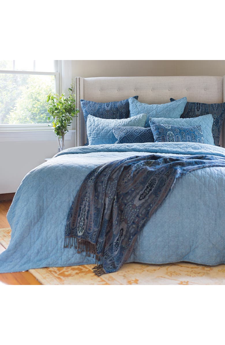 ELISABETH YORK 26" x 26" Savina Cotton Euro Sham - Machine Washable, Alternate, color, Blue